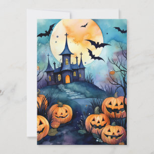 Halloween Night Jack O'Lanterns Vleermuizen Volle  Feestdagenkaart
