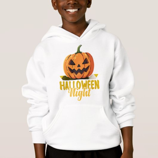 Halloween Night Pumpkin Glow Tee on Kid's 50/50 Ne (Devant)