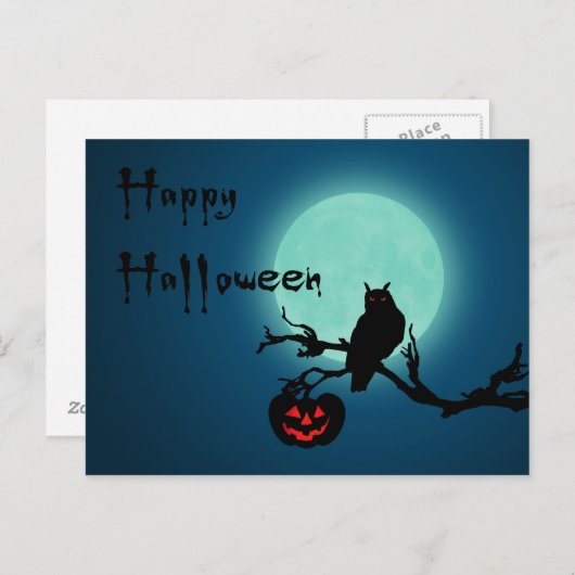 Halloween Night Pumpkin Owl Briefkaart (Voorkant / Achterkant)