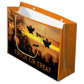 Halloween Night Scary Ghosts and Bats Scene Groot Cadeauzakje (Voorkant Gekanteld)