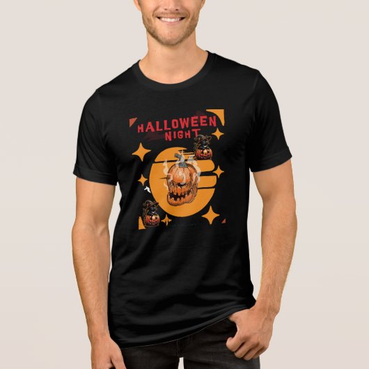 Halloween Night - Spooky Pumpkin Skull Tri-Blend Shirt (Voorkant)