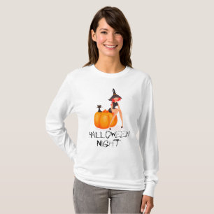 Halloween Night Witch Pumpkin Lange T-Shirt