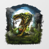 Halloween Night Zombie Rising Full Moon Graveyard Raamsticker (Vel)