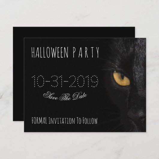 Halloween nodiging sparen de Datum Scary Kat Aankondiging (Voorkant / Achterkant)