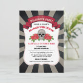 Halloween nodigt Rozen Rode Circus uit Kaart (Staand voorkant)