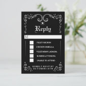 Halloween noir blanc gothique 3.5x5 MENU RSVP (Debout devant)