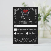 Halloween noir blanc Skeletons avec coeur RSVP (Debout devant)