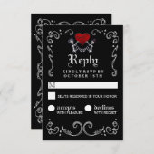 Halloween noir blanc Skeletons avec coeur RSVP (Devant / Derrière)
