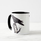 Halloween noir et blanc raven Mug Personnaliser la (Devant gauche)
