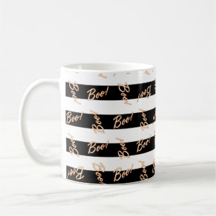Halloween noir et blanc rayé BOO Café Mug