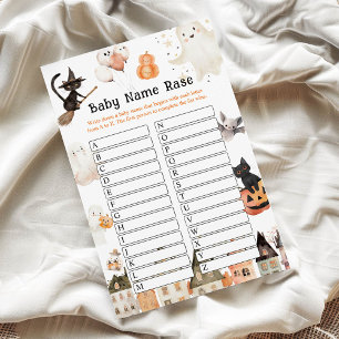 Halloween Nom Course Baby shower Carte de jeu