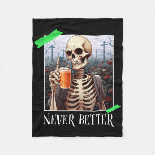 Halloween Nooit Beter Skelet Funny Skull 1 Fleece Deken