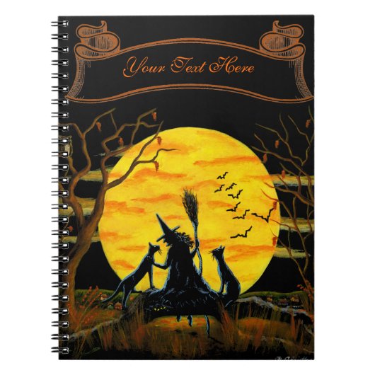 Halloween notebook, heks- en zwarte katten notitieboek (Voorkant)