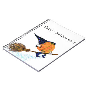 Halloween Notitieboek Heks Pompoen Vliegende Bezem