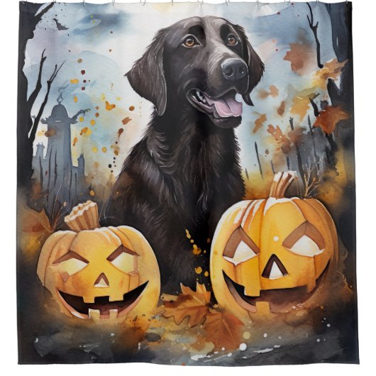 Halloween Nova Scotia met pompoenen eng Douchegordijn (Voorkant)