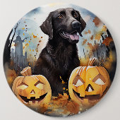 Halloween Nova Scotia met pompoenen eng Ronde Button 6,0 Cm (Voorkant)