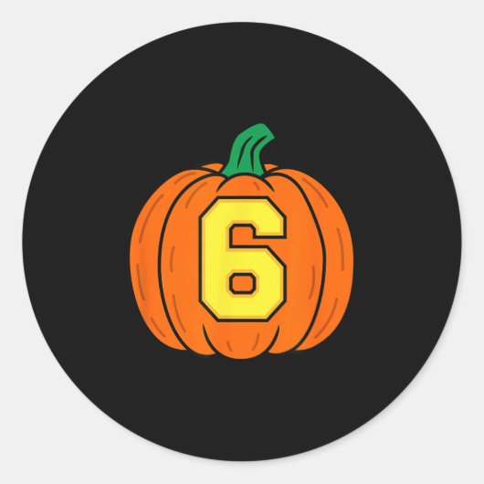 Halloween Number 6 Pumpkin Costume Ronde Sticker (Voorkant)