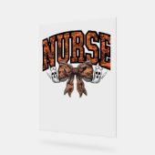 Halloween Nurse Coquette Bow Spooky Classic T-Shir Acryl Bord (Hoek)