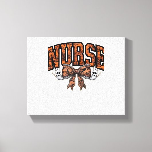 Halloween Nurse Coquette Bow Spooky Classic T-Shir Canvas Afdruk (Voorkant)