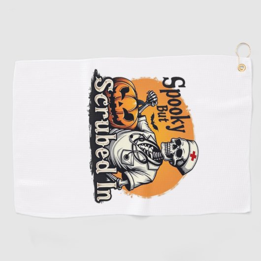 Halloween Nurse Design Oversized T-shirt Golfhanddoek (Horizontaal)