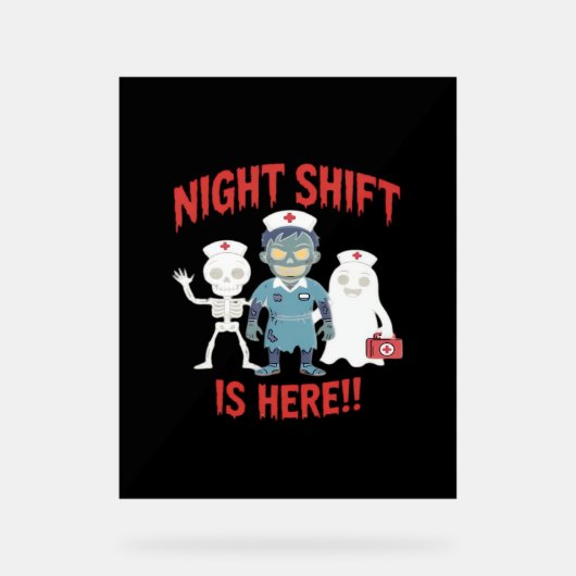 Halloween Nurse Funny Ghost Skeleton Zombie Essent Acryl Bord (Voorkant)
