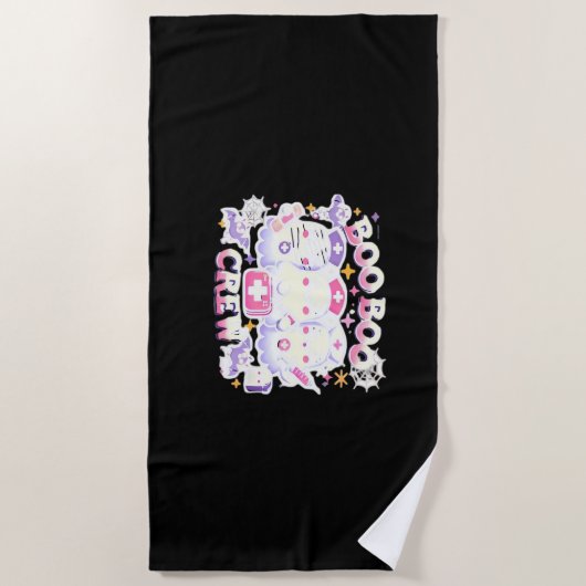 Halloween Nurse Ghost Squad Boo Boo Crew Funny Spo Strandlaken (Voorkant)