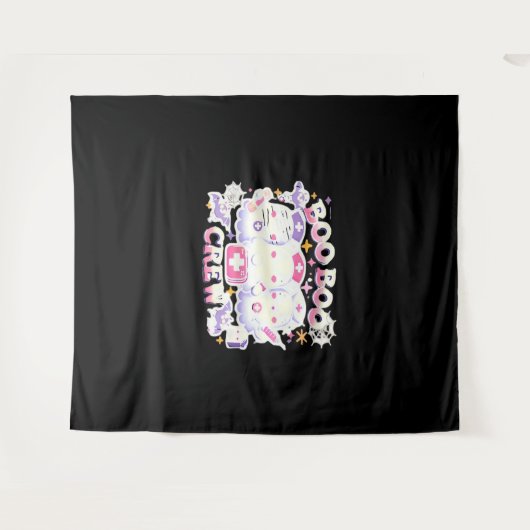 Halloween Nurse Ghost Squad Boo Boo Crew Funny Spo Wandkleed (Voorkant (horizontaal))