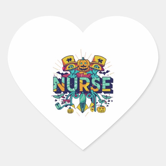 HALLOWEEN NURSE HART STICKER (Voorkant)