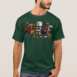 Halloween Nurse Leopard Pumpkin Halloween Spooky N T-shirt