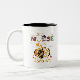 Halloween Nurse Nursing Thanksgiving Health Worker Tweekleurige Koffiemok