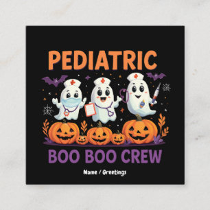 Halloween Nurse Pediatric Boo Boo Crew Funny Spook Vierkante Visitekaartje