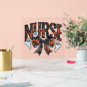 Halloween Nurse Scary Coquette Bow Classic T-shirt Acryl Bord (Huwelijk)