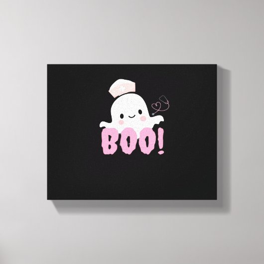 Halloween Nurse Shirten Vrouwen Boo! T-shirt Ghost Canvas Afdruk (Voorkant)