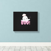 Halloween Nurse Shirten Vrouwen Boo! T-shirt Ghost Canvas Afdruk (Insitu (Houten vloer))