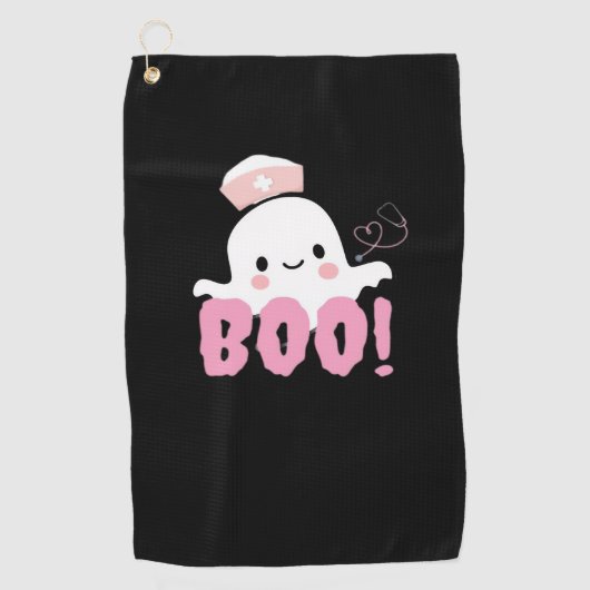Halloween Nurse Shirten Vrouwen Boo! T-shirt Ghost Golfhanddoek (Voorkant)
