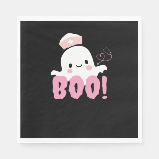 Halloween Nurse Shirten Vrouwen Boo! T-shirt Ghost Servet (Voorkant)