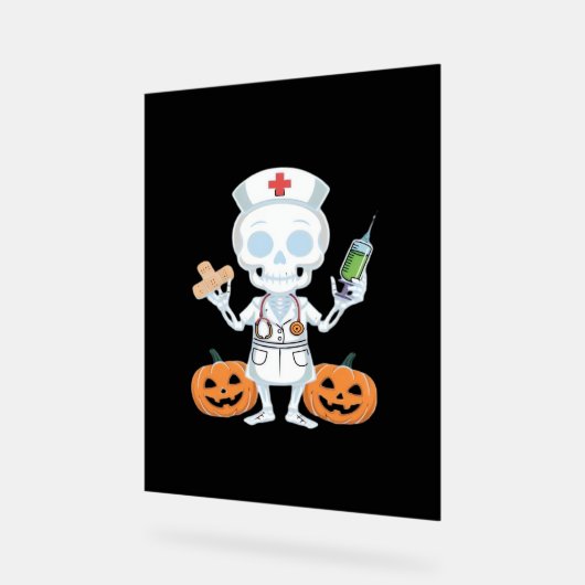 Halloween Nurse Skeleton Essential T-shirt Acryl Bord (Hoek)