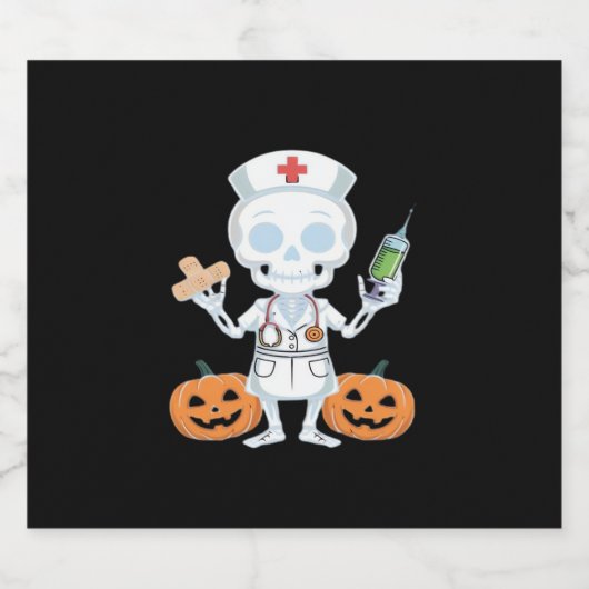 Halloween Nurse Skeleton Essential T-shirt Sparkling Wijnetiket (Enkel label)