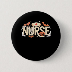 Halloween Nurse Typography � Spooky Medical Design Ronde Button 5,7 Cm