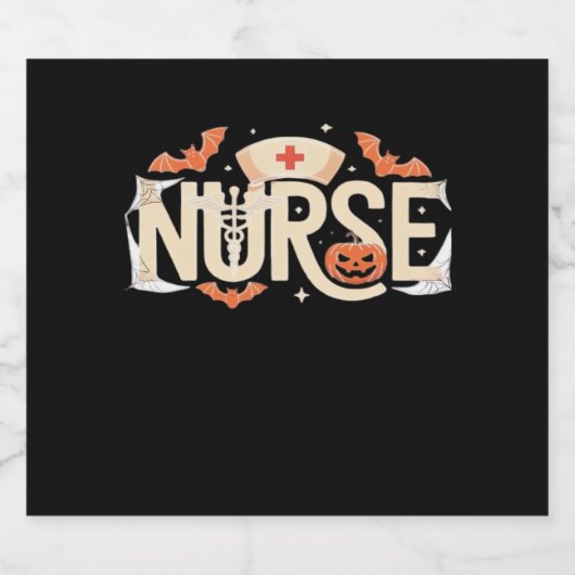 Halloween Nurse Typography - Spooky medisch ontwer Sparkling Wijnetiket (Enkel label)