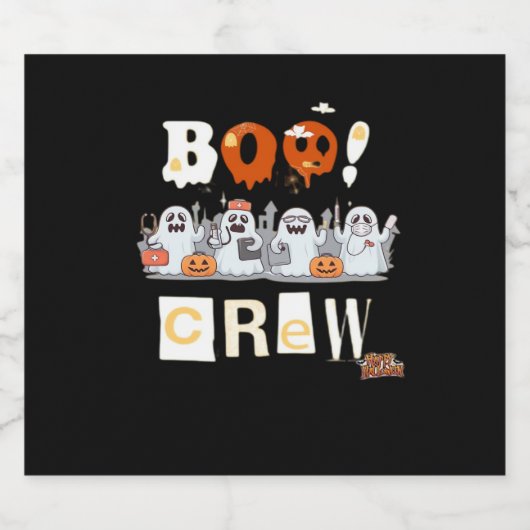 Halloween Nurses Boo Crew Classic T-shirt Sparkling Wijnetiket (Enkel label)