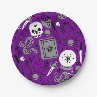 halloween occult magisch mystiek esoterisch paars papieren bordje