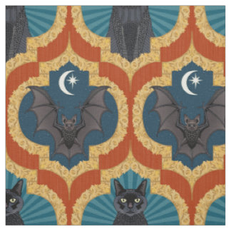 halloween ogee pima rood blauw stof