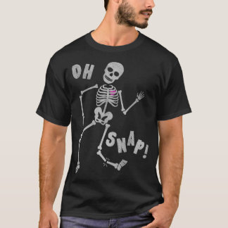 Halloween Oh Snap Skeleton Broken Leg Graphic T-shirt