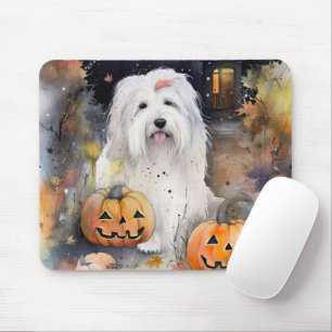Halloween Old English Sheepdog Met Pompoenen Eng Muismat