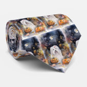 Halloween Old English Sheepdog with Pumpkins Scary Stropdas (Opgerold)