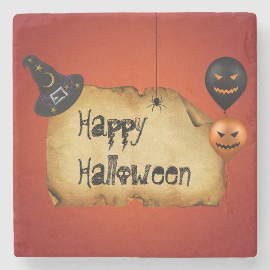 Halloween Old Parchment Greeting Stenen Onderzetter (Voorkant)