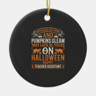 Halloween Onderwijsassistent Zwarte katten en Pomp Keramisch Ornament