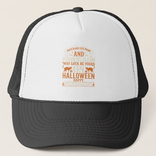 Halloween Onderwijsassistent Zwarte katten en Pomp Trucker Pet (Voorkant)