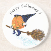 Halloween Onderzetter heks Pumpkin Flying Broom (Voorkant)